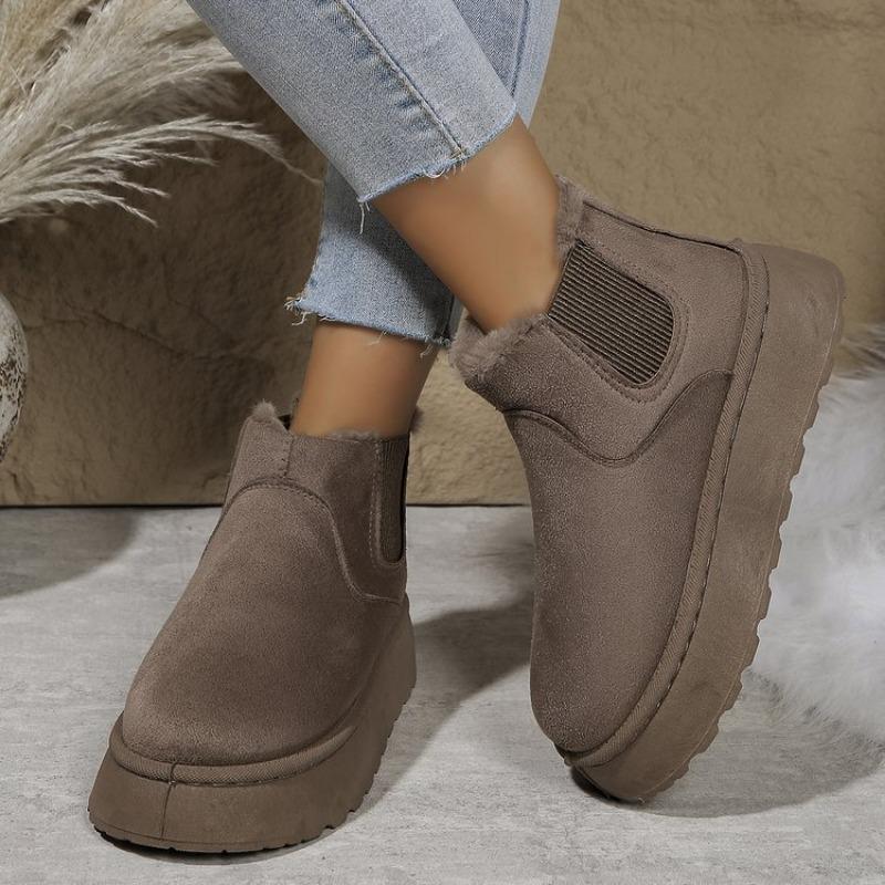 Snow Boots Women's Shoes Thick-soled Cotton Shoes with Fleece Round Head Covers Short Anti-slip Cotton Boots
