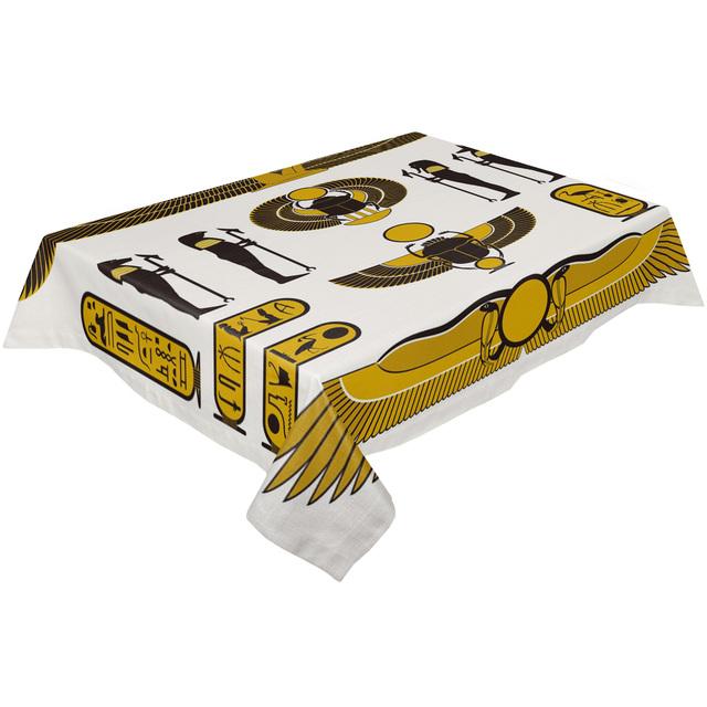 Ancient Egypt Hieroglyphs Waterproof Tablecloth Wedding Decor Table Runner Coffee Dinning Decor Retro Table Cover