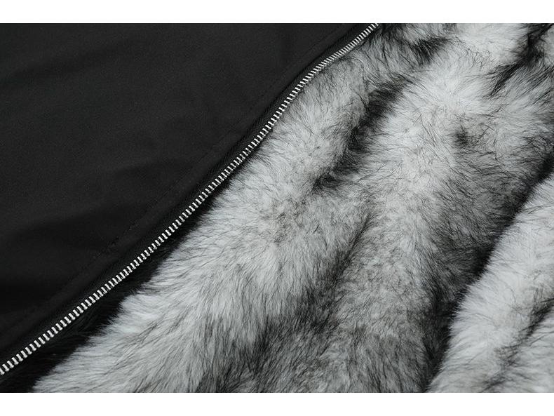Polar Wolf Men's Winter Jacket - Heavyweight, Hooded with Large Fur Collar, Thick Velvet Lining, Cotton Outerwear