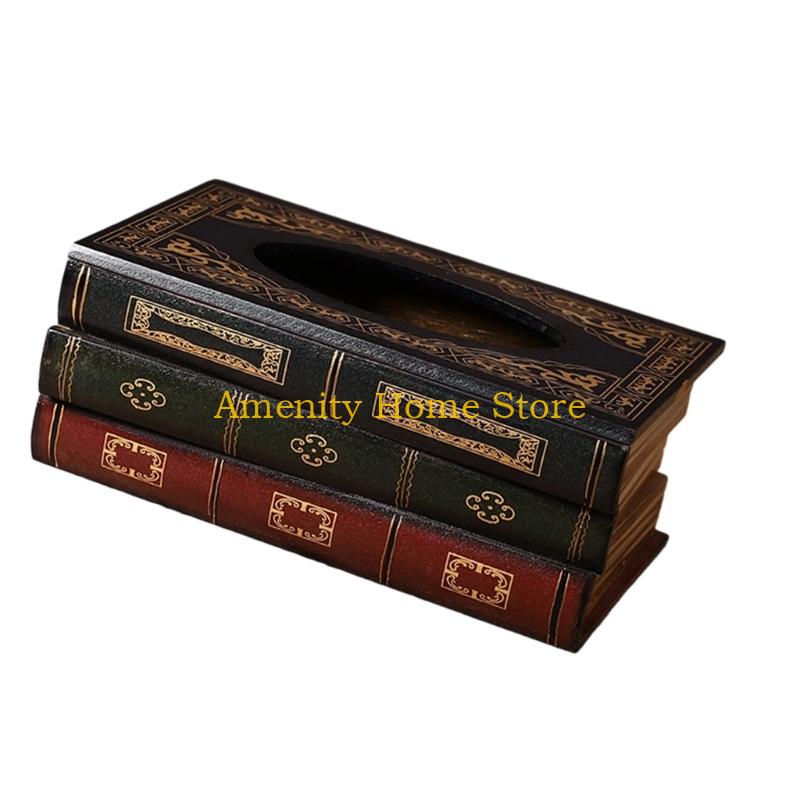 F26C Handmade Tissue Storage Box Nonslip Bottom Retro Craftsmanship Practical Home Kitchen Accessory