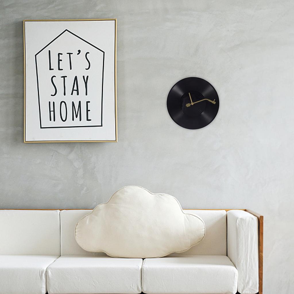 Unique Turntable Vinyl Player Clock Artistic Round Wall Hanging Clock for Living Room Bedroom Home Office Decor Sturdy Plastic