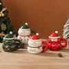Cartoon Christmas Ceramic Mug with Lid and Spoon, 400ml