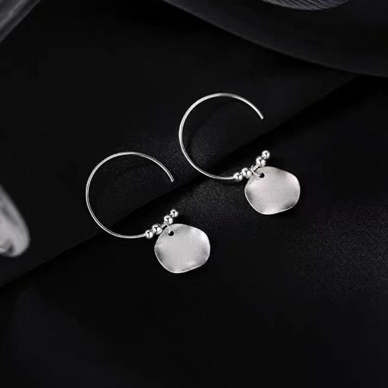2023 New High-End 925 Sterling Silver Round Disc Stud Earrings for Women