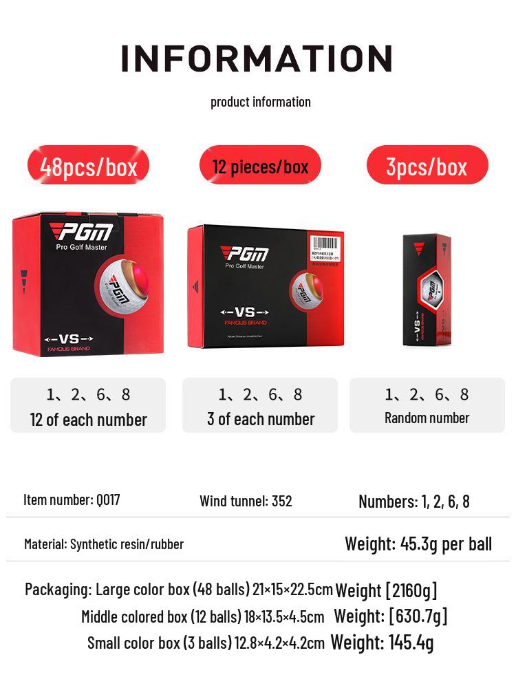PGM Ultra-Langes Hoch-Elastisches Golfball-Geschenkset: 3/12/48er-Pack Hochleistungs-Übungsbälle
