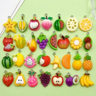 30-Style Colorful Resin Fruit Pendants: Watermelon & Grape Charms for DIY Jewelry
