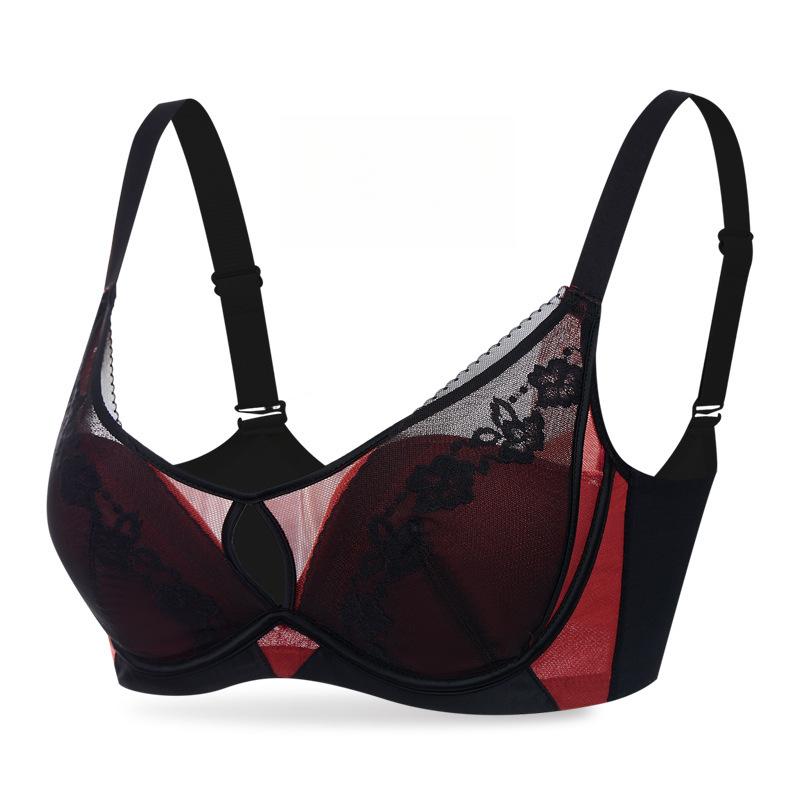 French Lace Bra Women's Mesh Bra Summer Soft Steel Ring Gathering Thin Push Up Bra