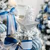 DIY Blue & White PVC Flocked Christmas Tree Set with Ornaments