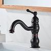 Antique Brass Basin Vessel Sink Faucet Deck Mounted Single Hole Cold Hot Water Mixer Tap Bathroom Basin Faucet Mixers Taps Black