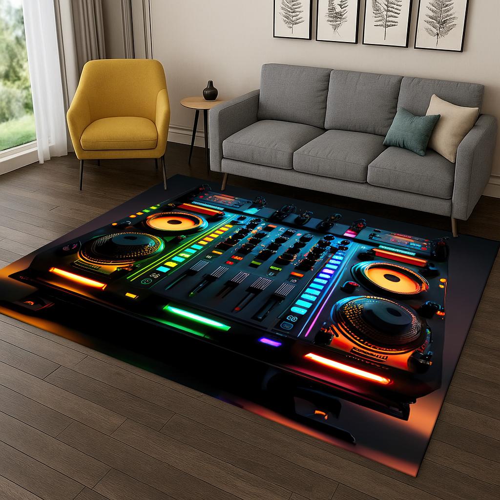DJ Screen Record Music Carpet Rug Floor Mat for Living Room Sofa Home Bedroom Kitchen Doormat Decor,Playroom Non-slip Area Rug