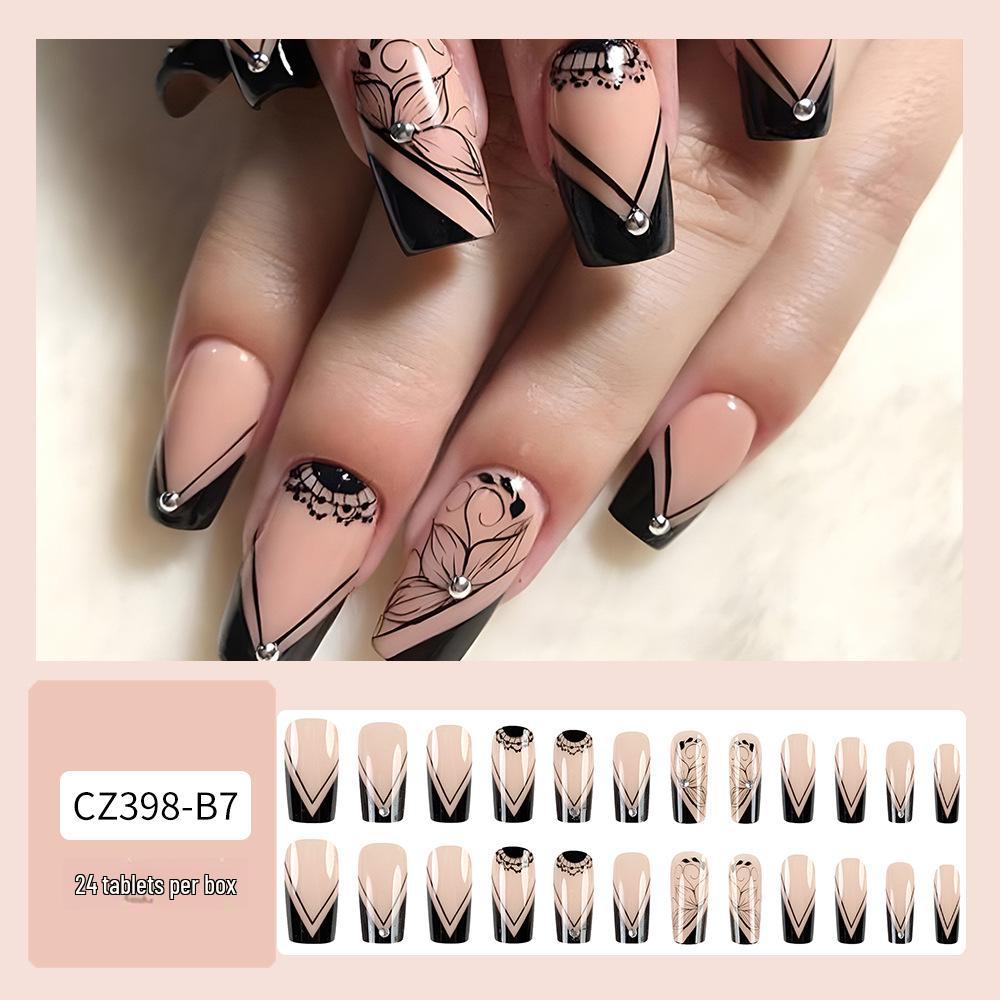 Long T-Point Diamond Jelly Glue False Nails - Press-On Nail Art Tips