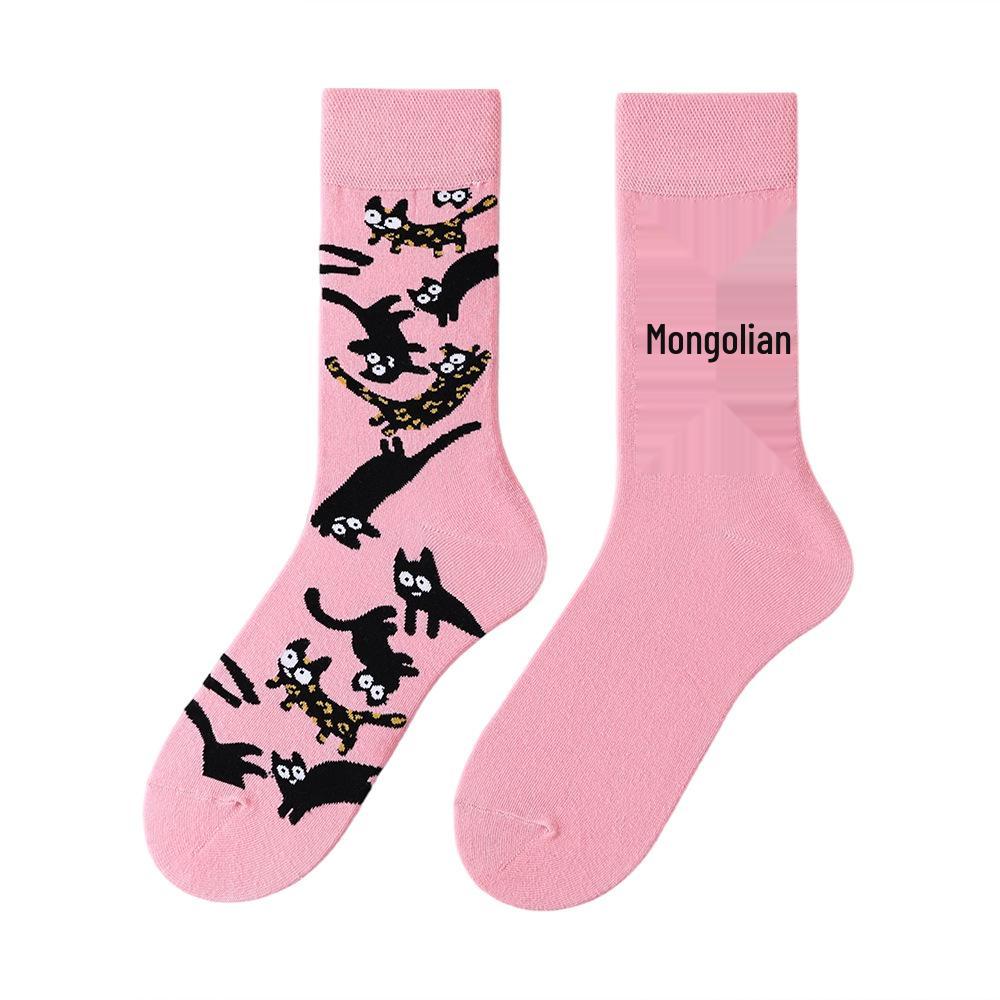 AB Socks Unisex Mid-Calf Dopamine Outfit, Asymmetrical Mismatched Street Trend Long Socks