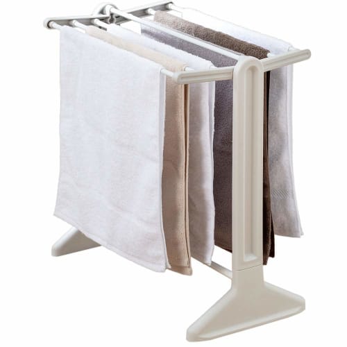 Iris Ohyama Clothes Drying Rack, Towel Stand, White, Holds 7 Towels, TH50KR