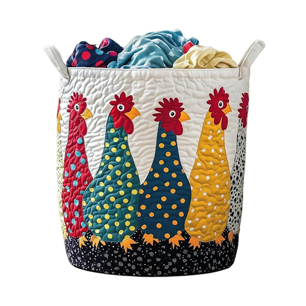 Boho Quilted Laundry Baskets, Fabric Floral Storage Hamper with Handle, Vintage Clothes Storage Basket for Nursery Laundry Room