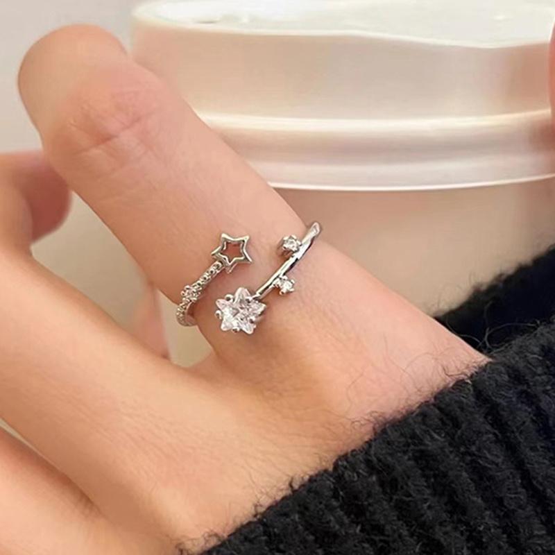 Fashion Luxury Gold Color Tulip Flower Open Ring, Women's Vintage Trend Elegant Temperament Party Zircon Accessories