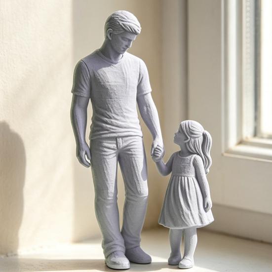 Father and Daughter Figurines, Dad Daughter Statues Warm Hand-Holding Design, Sculpted Handmade Figures Gifts for Father’s Day Anniversary Birthday