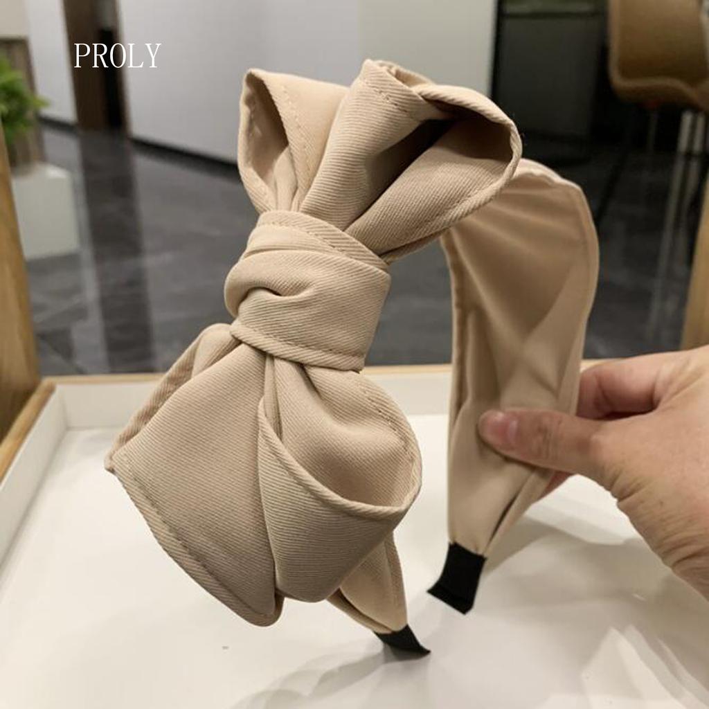 PROLY New Fashion Women Headband Big Bowknot Side Knot Hairband Casual Classic Headwear Solid Color Turban Hair Accessories