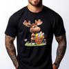 Cute Moose Carrying Easter Basket With Eggs Flowers Vintage T Shirts Christmas Shirt Mens Clothing Clothes Tshirt Party