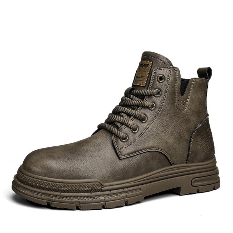 Men's Boots Spring and Autumn New British Retro Style Martin Boots Men's Dirt-resistant Men's Shoes Leather Lace-up Casual Tooling Boots