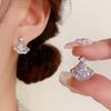S925 Silver Needle Zircon Fan-Shaped Stud Earrings for Women - Exquisite, Versatile, and Super Shiny