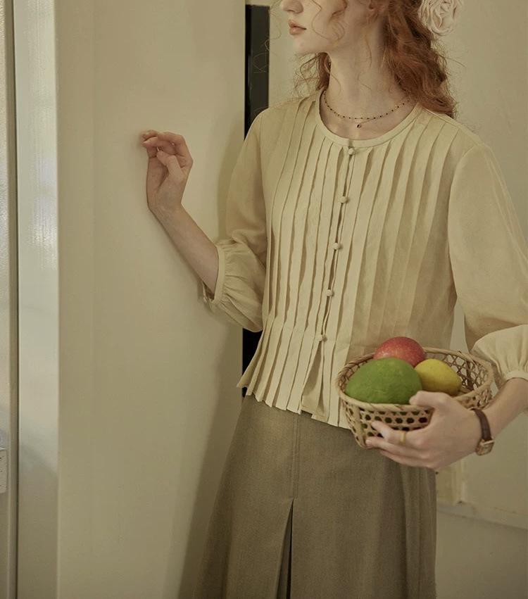 Matte Frosted French Hazy Three-Quarter Sleeve Top