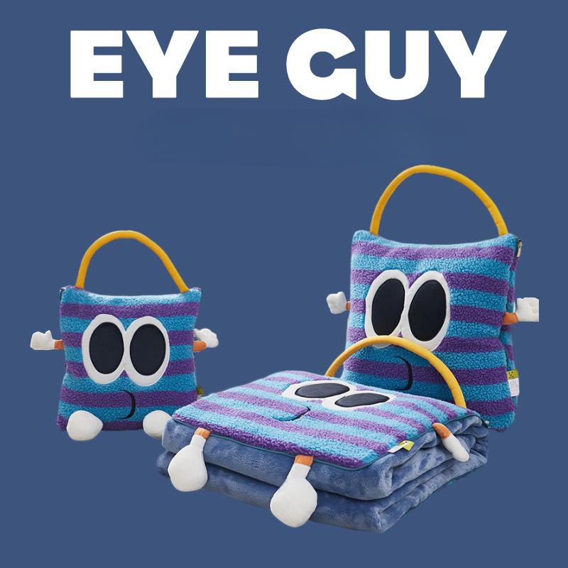 

Одеяло с изображением монстра с большими глазами, офисной машины, лоскутное одеяло, диванная подушка, одеяло 2-в-1, вышитое фланелевое одеяло для спальни 40x40cm(100x150)