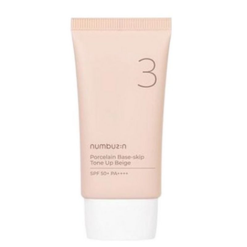 Numbuzin No.3 Porcelain Base Skip Tone-Up Beige Sunscreen SPF50+ PA++++ 50ml