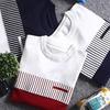Herren Color Block Streifen Rundhals Langarm Schlank Gestrickter Pullover Pullover Oberteil