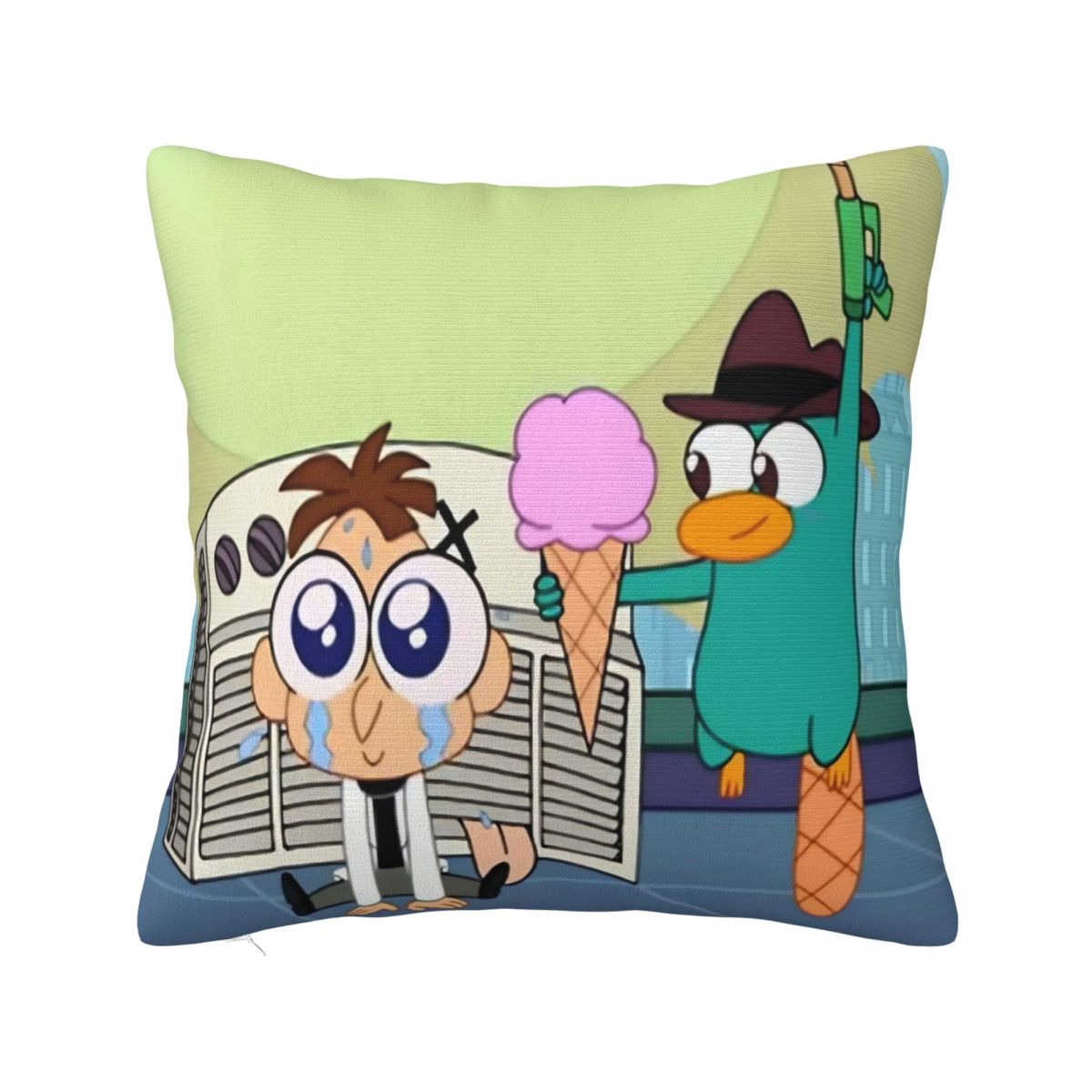 Perry Het Neushoornvogel Kussensloop P-Phineas En F-Ferbs Sierkussenhoes Zachte Kussensloop Grappige Kussenslopen Voor Bank Auto Huisdecoratie Peach skin 18*18(CM)-1Pcs