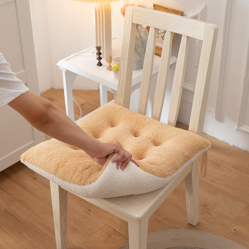 

Thick Winter Seat Cushion Round Tufted Chair Pad Plush Lamb Fleece Non-Slip Floor Tatami Mat Washable Home Office Decor 40cm