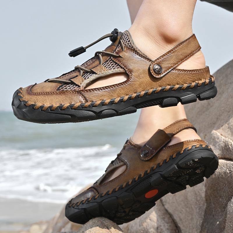 Men's Handmade Sandals Hand-stitched Summer Men Sandals Breathable Outdoor Men Beach Sandals