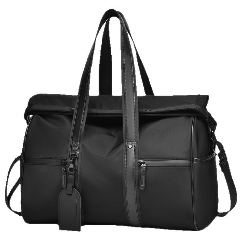 Large Capacity Men's Oxford Cloth Travel Bag: Expandable Shoulder Bag with Wet/Dry Separation for Business Trips and Gym.