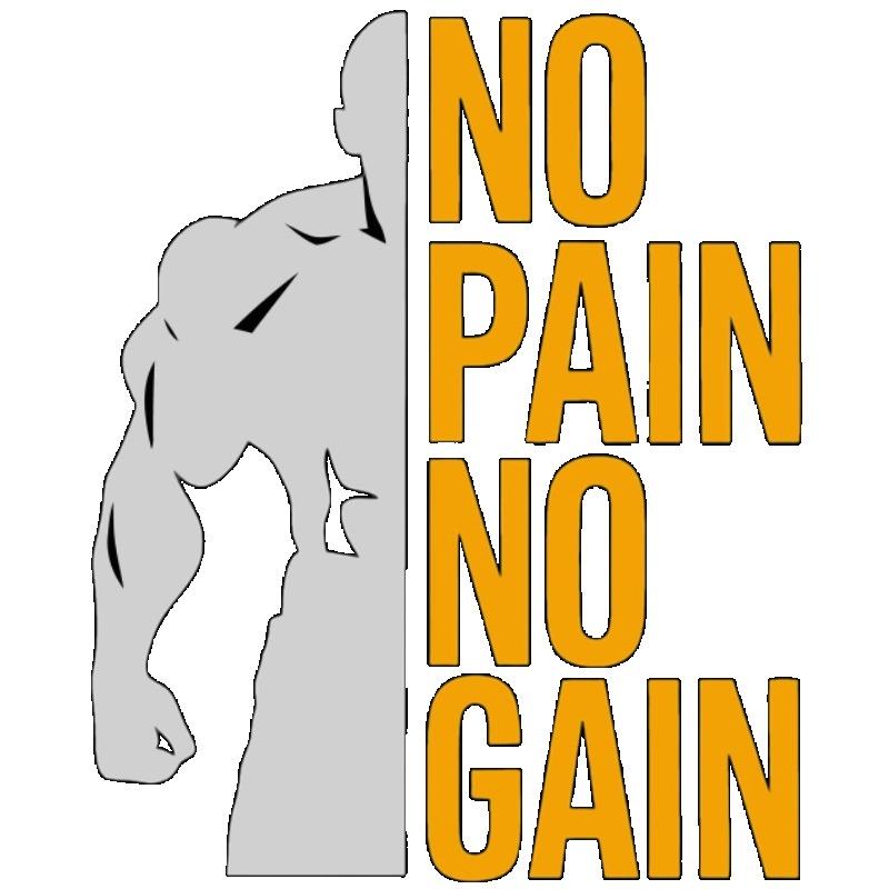 Black T-Shirt No Pain No Gain Muscular Man Graphic Gym Workout Fitness Motivation Shirt for Men and Women Casual Wear Sportswear