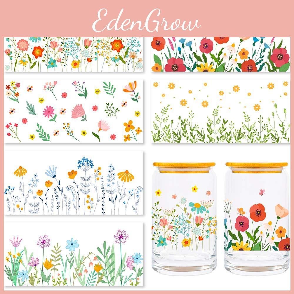 Floral Botanical Glass Mug Decal Water Transfer Stickers For Gift And Home Use