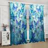 2 Panels Purple Blue Glass Butterfly Printed Curtains - Heat-insulating   Suitable for Decorating Curtains In Various Rooms
