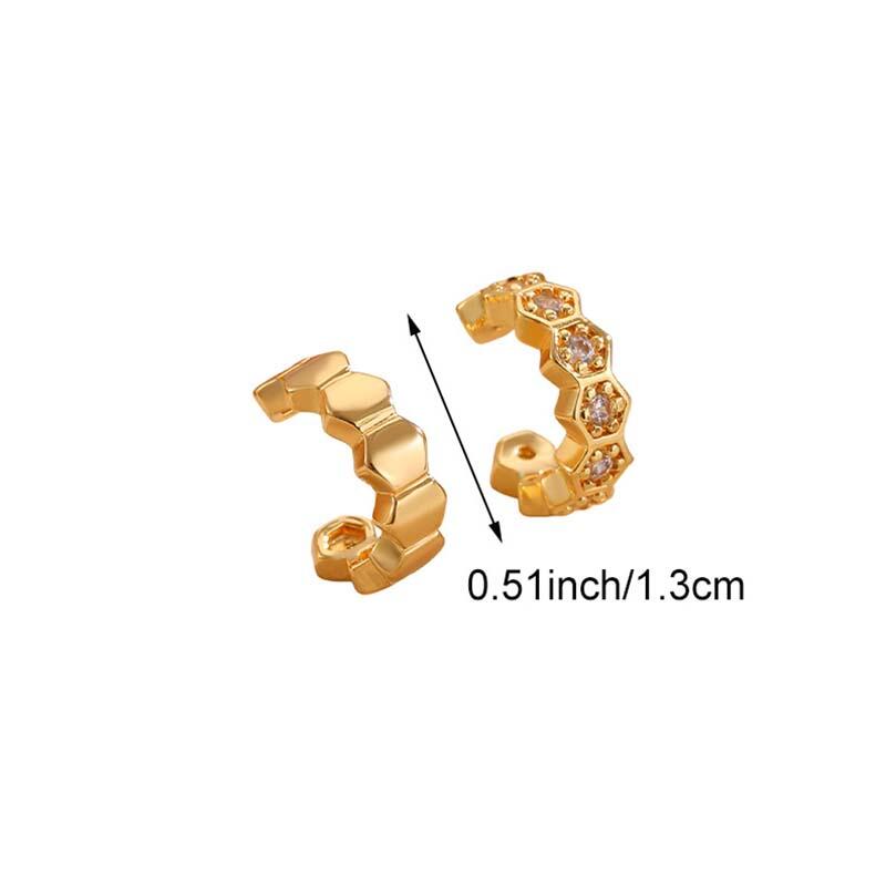 Punk Metal Zircon Ear Cuff Ear Clip for Women Geometric Hexagonal No Pierced Earcuff Clips Earrings Fashion Party Jewelry Gifts