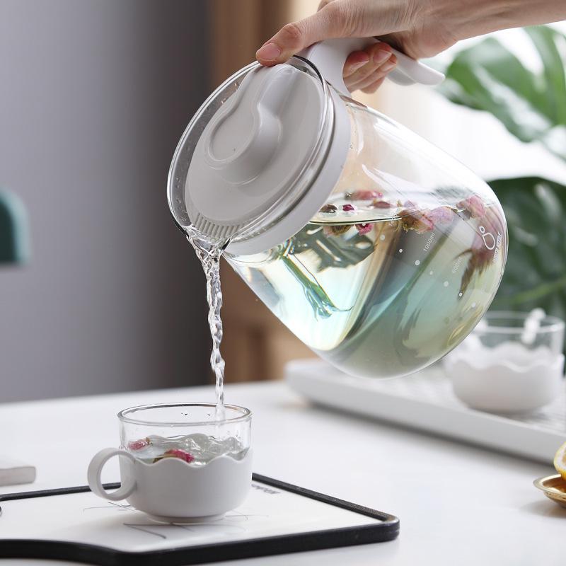 High Temperature Glass Pitcher Set: Nordic Iced Water, Fruit Teapot, Beer, and Cold Brew Pitcher with Scale.