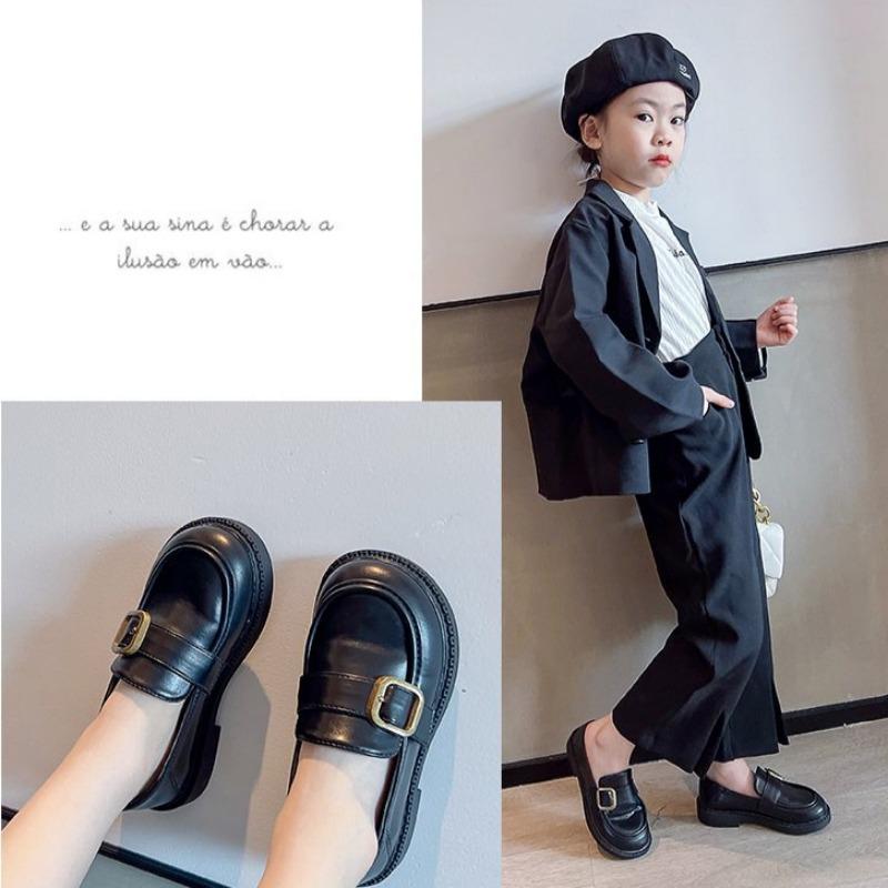 Girls' British Style Leather Shoes Children's Fashion Single Shoes Student Soft Leather Loafers