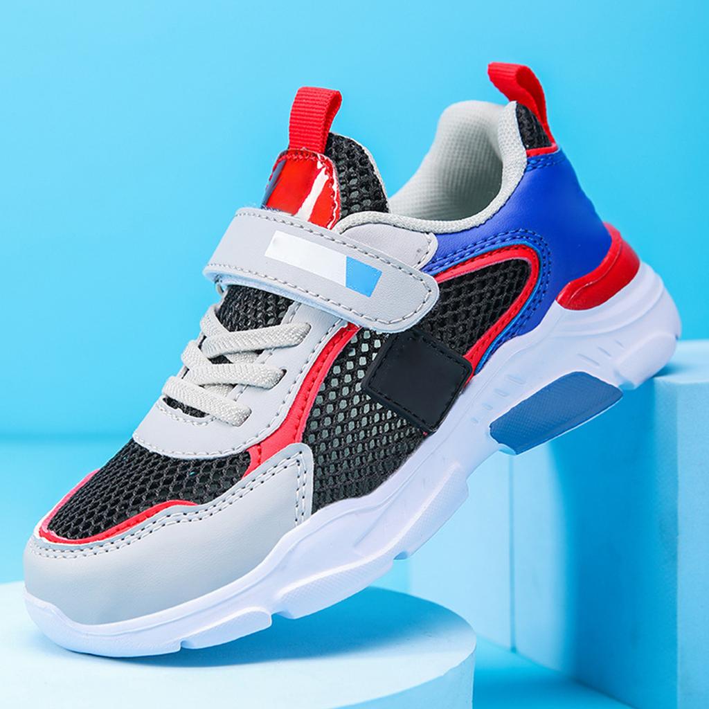 Children Running Shoes Lightweight Breathable Mesh Upper Durable Rubber Outsole Adjustable Hook and Loop Closure Athletic Sneakers for Kids