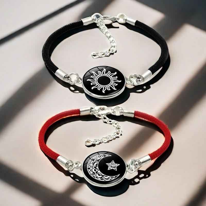 Sun Moon Lovers Glow In The Dark Braided Bracelet Couple Matching Bracelets For Students Valentine's Day Gift