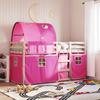 VidaXL Bunk Bed with Pink Curtains 90x190 Cm Solid Pine Wood, Bed, Bed Frame, Low Bunk Bed, Bedroom Furniture To 3284029