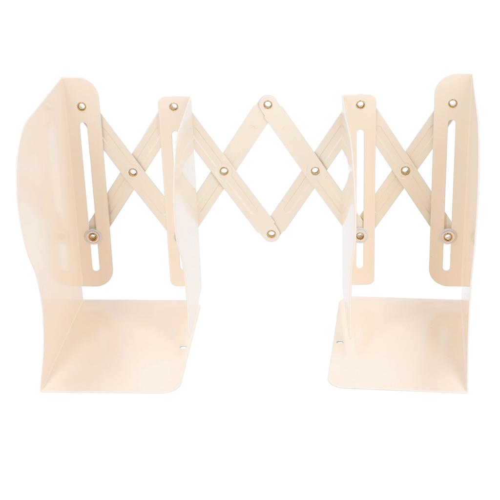 Metal Book Ends Orderly Storage Adjustment Metal Construction Simple Beige Retractable Bookend for H