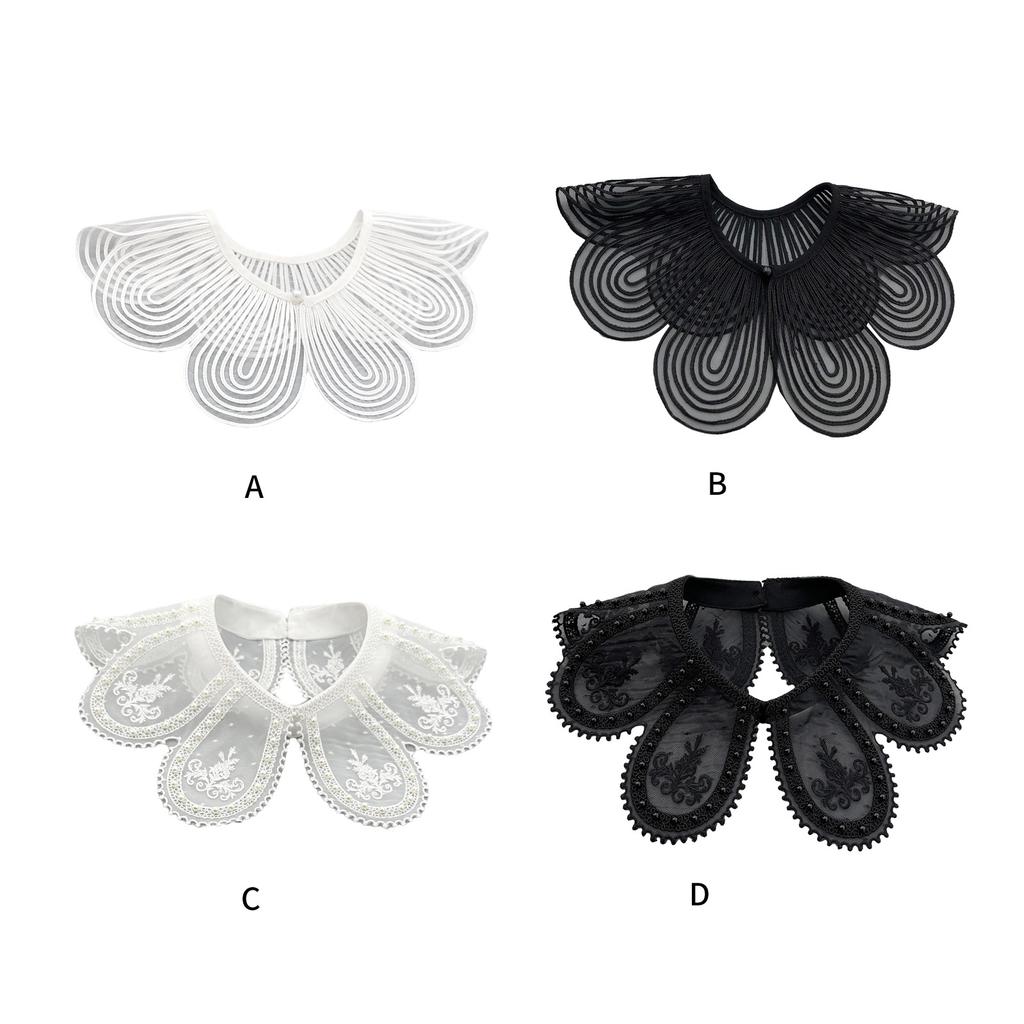 Decorative Embroidery Petal Cape False Collar for Stylish Ladies Elegant Pearls Beaded Shawl Wrap for Sweater and Dress