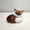 Simulated Fox Model Realistic Artificial Fur Sleeping Fox Figurine Mini Animal Statue Home Office Decoration Ornament Animal Lovers Gift