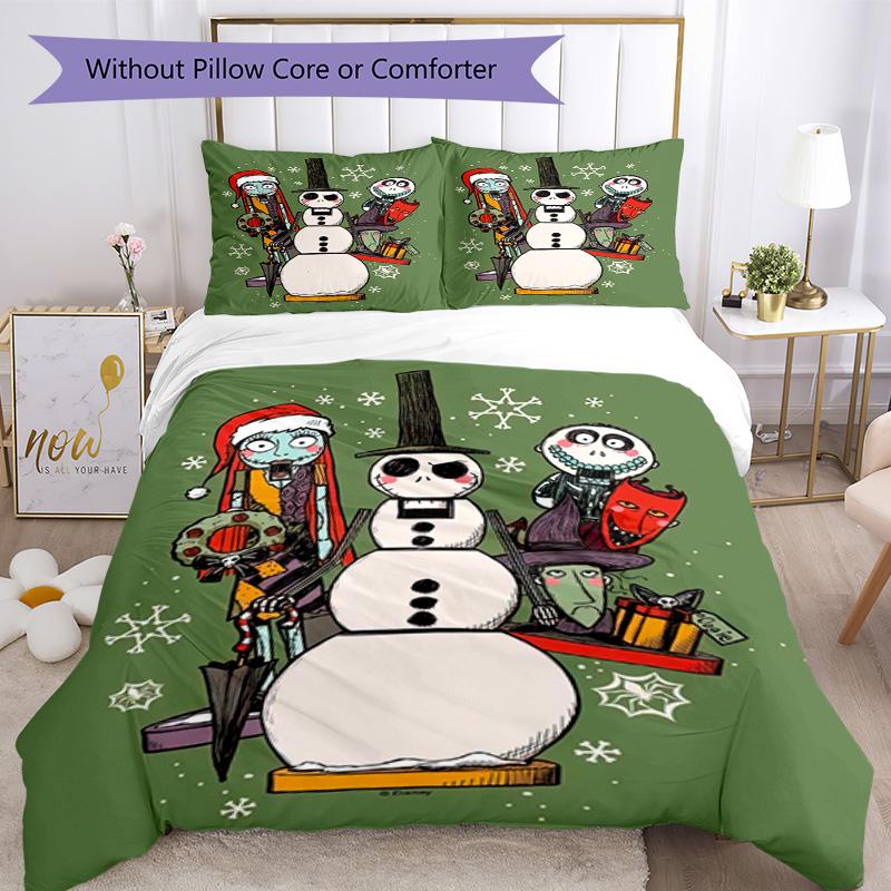 Christmas Nightmare Bedding Set Breathable Duvet Cover with Pillowcases Decorative Bed Linen for Bedroom Home Decoration Birthday Gift