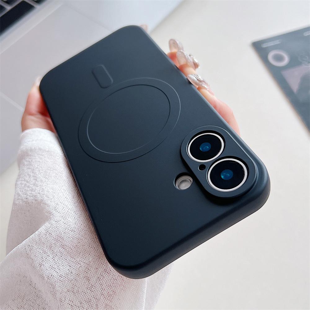 Liquid Silicone Case For iPhone 16 15 14 13 12 11 Pro Max Plus Phone Magnetic Wireless Charger For Magsafe Shockproof Back Cover