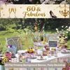 60th Birthday Party Banner, Happy Hour Background Design, Polyester Outdoor Indoor Fence Lawn Decoration