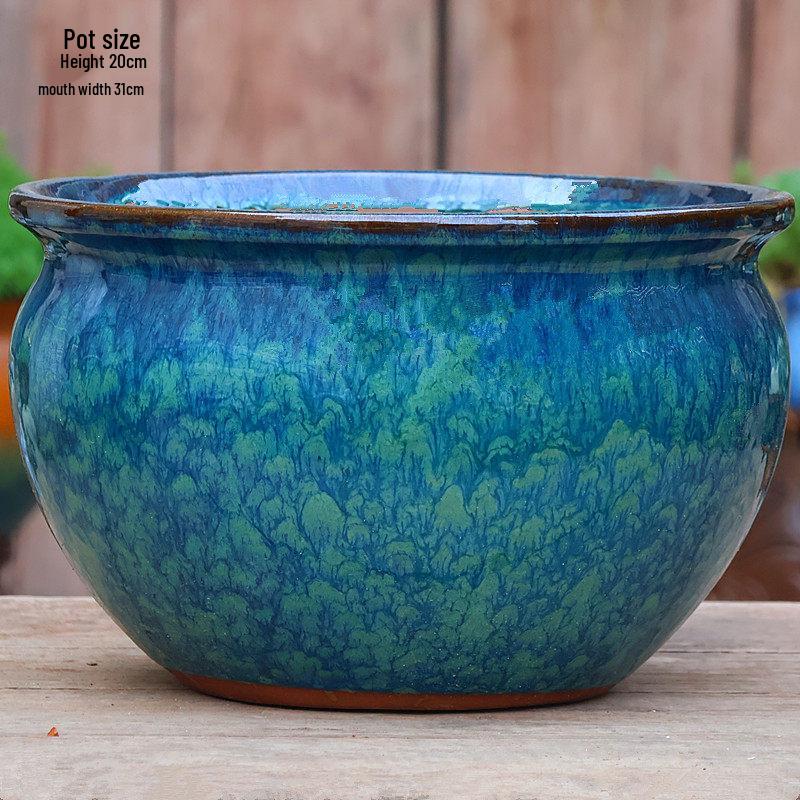 Retro Ceramic Wide Mouth Flower Pot - Tree Trunk Design for Succulents, Bougainvillea, Hydrangea, Roses  