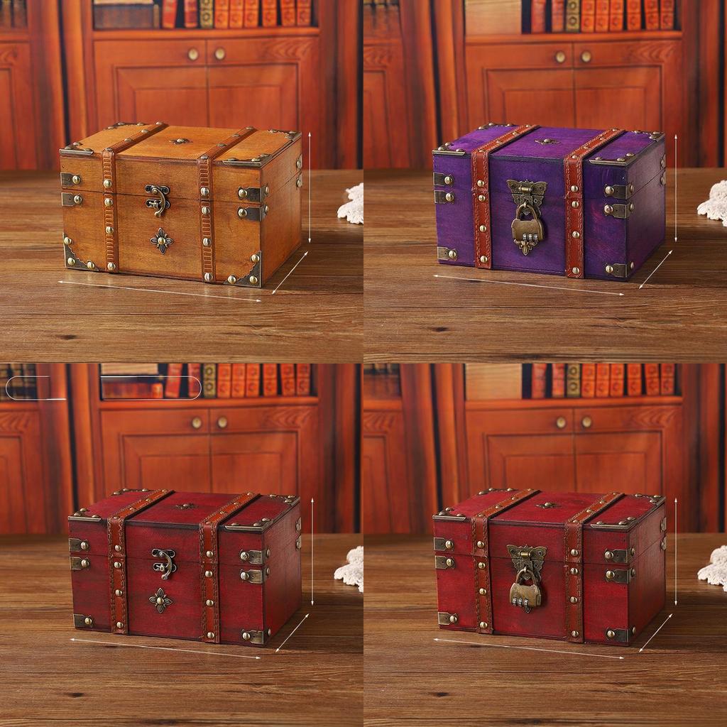 Wooden Desktop Storage Box With Lock For Home Office Organization And Decor