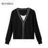 Northern Deer V-Neck French Wool Knitwear - Casual Women's Fashion, Versatile Two-Piece Design