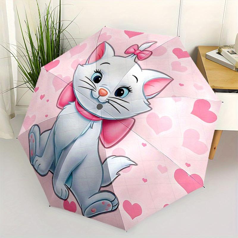 1pc Adorable Marie Cartoon Umbrella, Portable 3-Fold Compact Umbrella, Suitable for Camping, Hiking and Travel, Ideal Easter Birthday Gift f